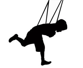 boy on swing, silhouette vector