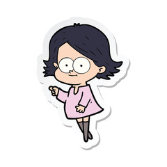 sticker of a happy cartoon girl