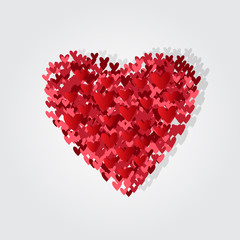 Love Sign with Red Hearts isolated on White Background for Valentine's Greeting.
