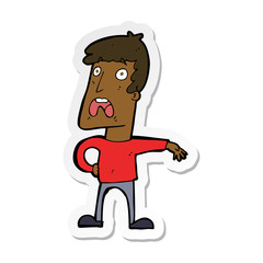 sticker of a cartoon complaining man