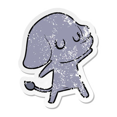 distressed sticker of a cute cartoon elephant