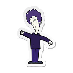 sticker of a cartoon vampire man