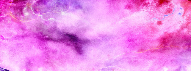 Bright violet and magenta neon watercolor background. Paper textured aquarelle canvas for creative design. Abstract cosmic vivid pink hand drawn multicolor texture water color painted illustration