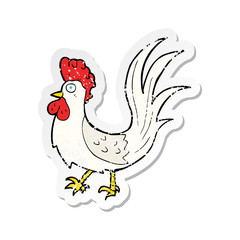 retro distressed sticker of a cartoon cockerel