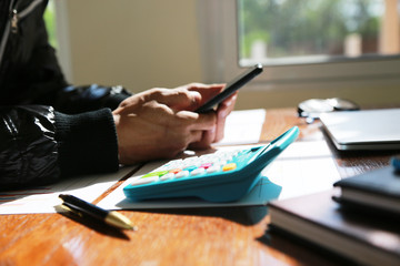 Businessmen using mobile phone for Shopping online By credit card in office.cconcept