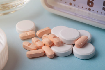 pills and tablets of medicine; medical treatment concept