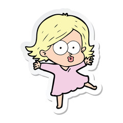 sticker of a cartoon girl pouting