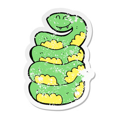 distressed sticker of a cartoon snake