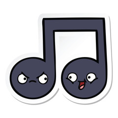 sticker of a cute cartoon musical note