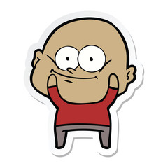 sticker of a cartoon bald man staring