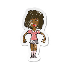 retro distressed sticker of a cartoon girl fight