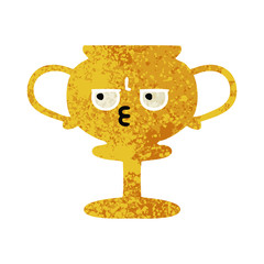 retro illustration style cartoon trophy