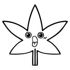 line drawing cartoon autumnal leaf