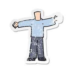 retro distressed sticker of a cartoon body with open arms