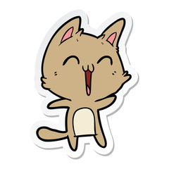 sticker of a happy cartoon cat