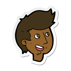 sticker of a cartoon happy boy face