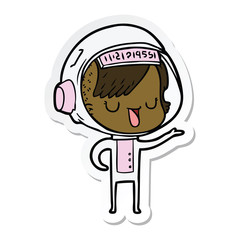 sticker of a cartoon astronaut woman