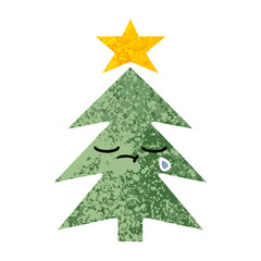 Fototapeta premium retro illustration style cartoon christmas tree
