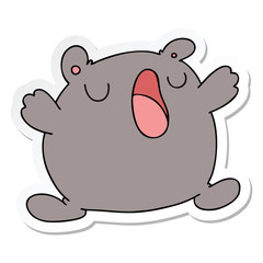 sticker of a quirky hand drawn cartoon singing bear