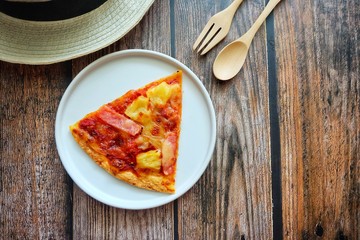 Pizza on white plate. 