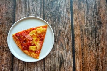 Pizza on white plate. 