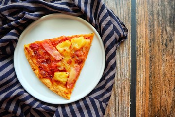Pizza on white plate. 