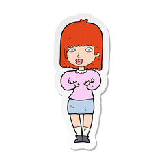 sticker of a cartoon shocked woman