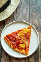 Pizza on white plate. 