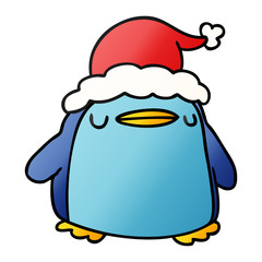 christmas gradient cartoon of kawaii penguin