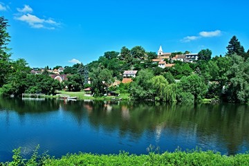 Fototapeta na wymiar Czech Republic-view on the river Labe and town Tynec nad Labem