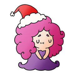 christmas gradient cartoon of kawaii girl