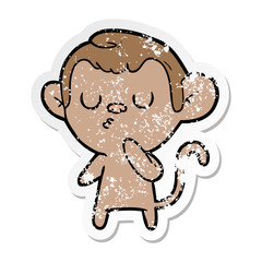 distressed sticker of a cartoon monkey