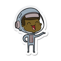 Obraz premium sticker of a happy cartoon astronaut