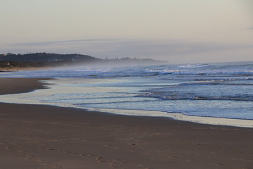 misty morning beach