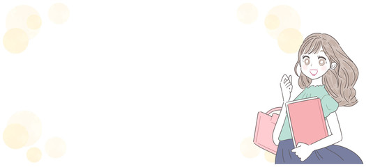 若い女性 女子大生 フレーム素材