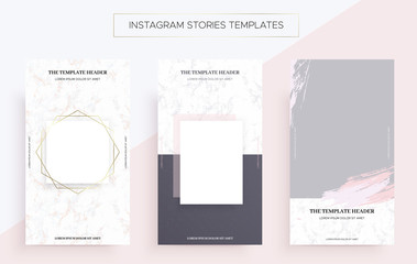 Fototapeta na wymiar Instagram stories banner templates with Marble