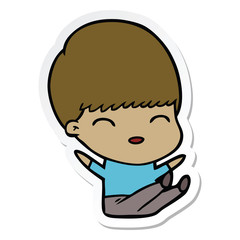 sticker of a happy cartoon boy