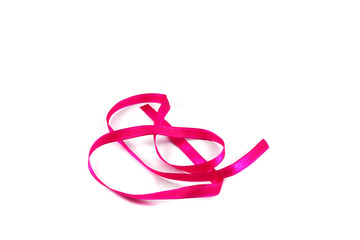 rope pink ribbon bow isolated on white background