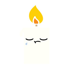 flat color retro cartoon lit candle