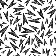 Seamless pattern with black hand drawn arrows