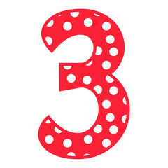 Hand drawn vector 3 number with polka dots isolated on white background © Maksim