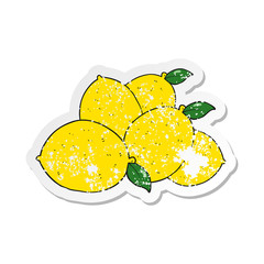 retro distressed sticker of a cartoon lemons