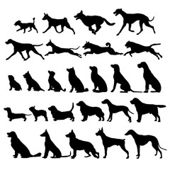 big set of dog silhouettes
