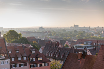 Fototapeta na wymiar Traditional Street view of Nuremberg.Cityscape of Bavaria, Germany, old Europe.