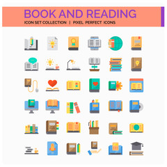 Book And Reading Icons Set. UI Pixel Perfect Well-crafted Vector Thin Line Icons. The illustrations are a vector.