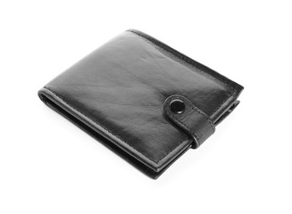 Leather wallet on white background