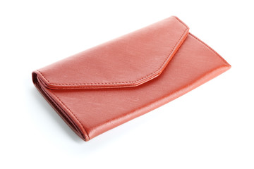 Leather wallet on white background