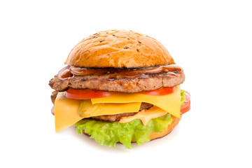 Tasty burger on white background