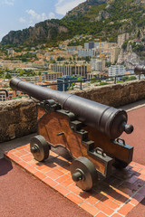 Cityscape of Monaco and cannon