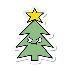sticker of a cute cartoon christmas tree